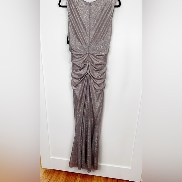 NEW Talbot Runhof Metallic Sheen Sleeveless Dress Gown in Misty Lilac Size 8 - Picture 14 of 16